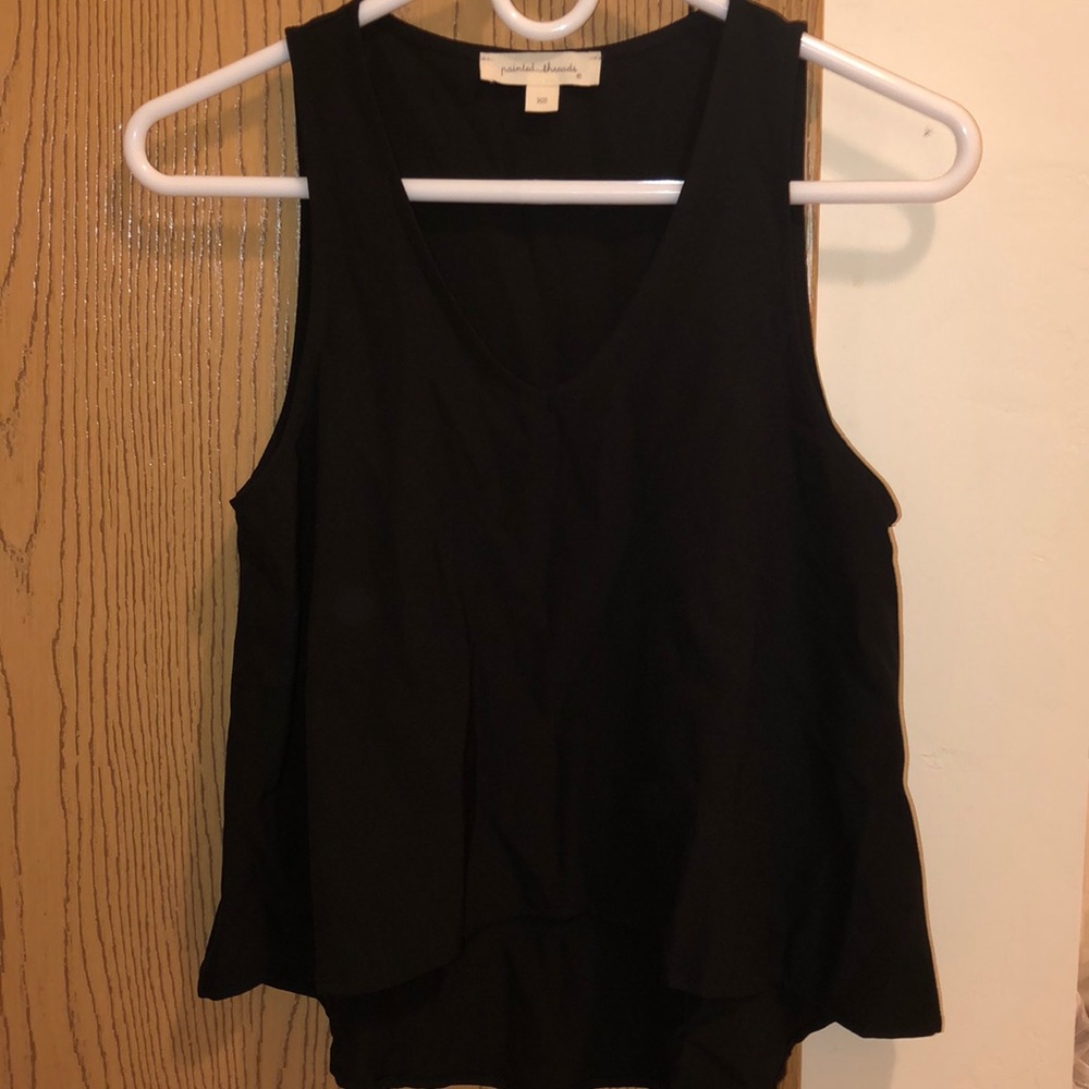 Black V-Neck tank top (painted threads)